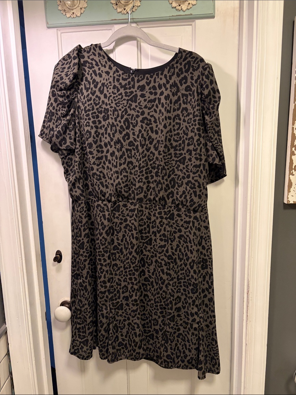 Express Taupe and Black Leopard Print Midi Dress